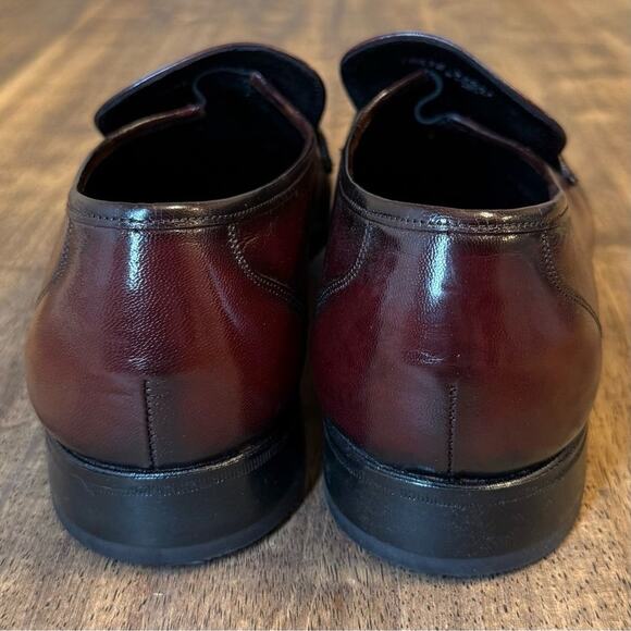 Florsheim Men’s Como Tassel Heeled Leather Loafer Shoe Black Cherry Sz 10.5 EEE - Picture 8 of 13